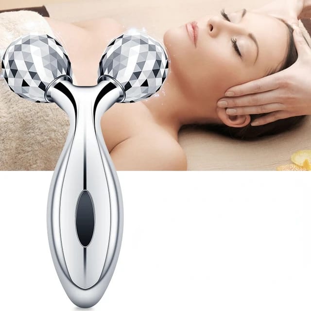 3D Face Massager Roller – 360° Rotation Handheld Y-Shape Plastic Tool for Face Lifting, Anti-Wrinkle, Skin Firming, and Full Body Relaxation | NM-091 ( Random Color )