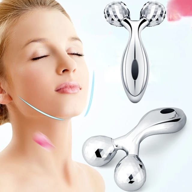 3D Face Massager Roller – 360° Rotation Handheld Y-Shape Plastic Tool for Face Lifting, Anti-Wrinkle, Skin Firming, and Full Body Relaxation | NM-091 ( Random Color )