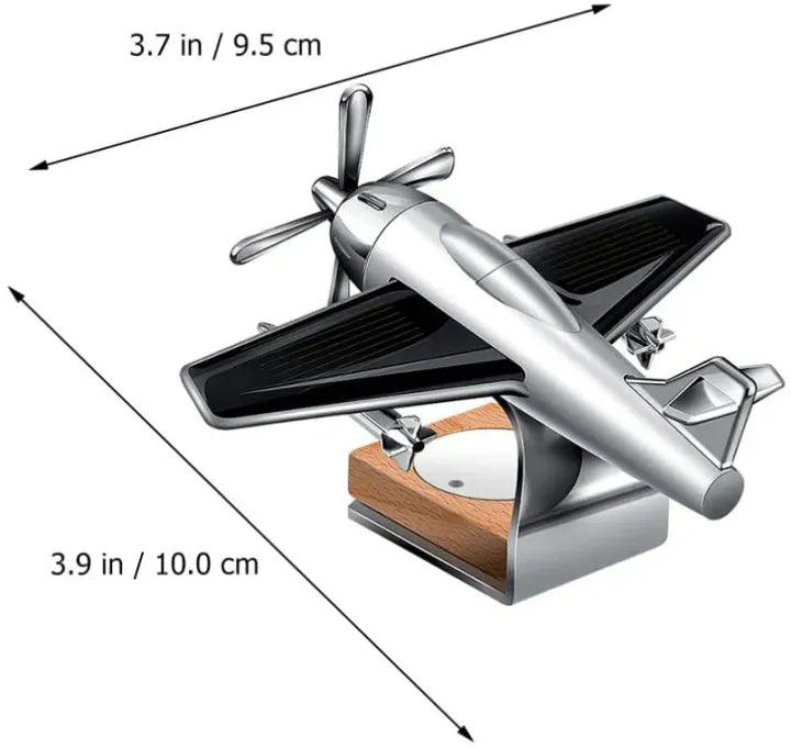 Solar Aeroplane Car Perfume Diffuser – Silver Aircraft Air Freshener for Car Dashboard