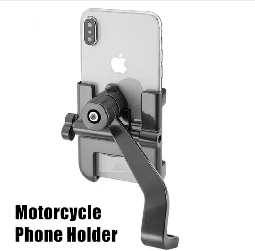 C2 Universal Aluminum Motorcycle Phone Holder – 360° Adjustable Handlebar Mount Stand for Secure Mobile Grip