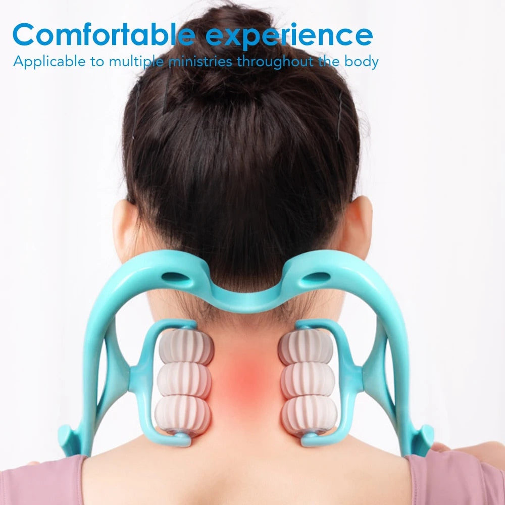 6-Wheel Neck & Spine Massager | Deep Tissue Cervical Massager for Neck, Back & Shoulder Pain Relief | Multifunctional Manual Massage Tool