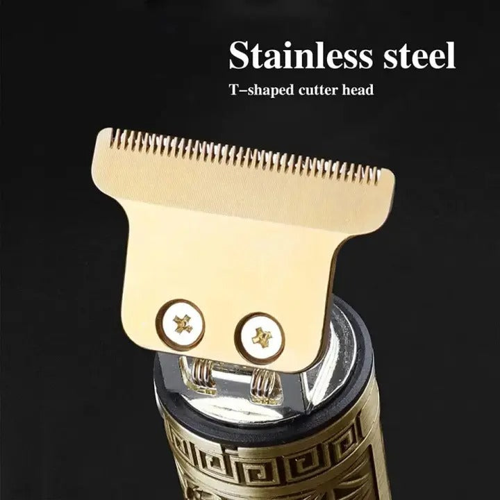 Vintage T9 Professional Hair Trimmer – USB Rechargeable Cordless Clipper for Men (Metal Body)