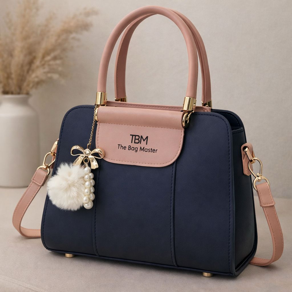 TBM The Bag Master Luxury Handbag – Elegant Two-Tone Designer Tote for Women (Black Maroon)