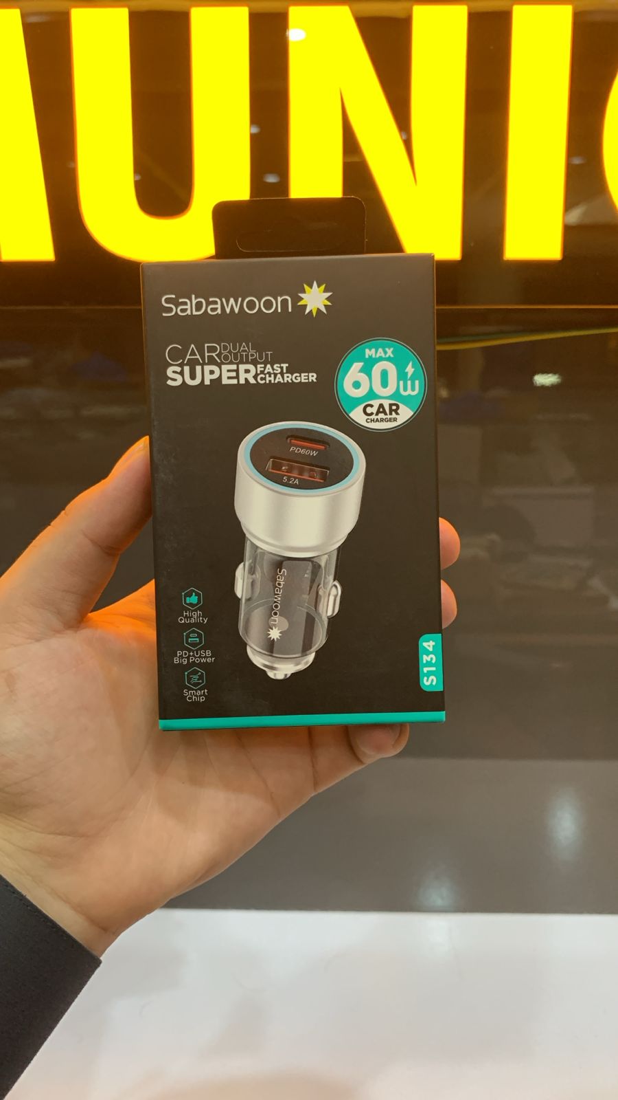 abawoon S134 60W Original Car Charger Adapter – PD + USB Dual Port Fast Charging for All Mobile Phones