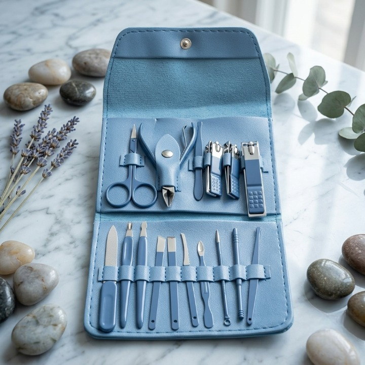 6-Piece Premium Personal Manicure & Pedicure Grooming Kit – Professional Stainless Steel Nail Clippers & Care Set with Travel Case