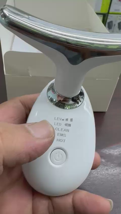Neck Lifting And Tightening Massager EMS Microcurrent Face And Neck Device With LED Light