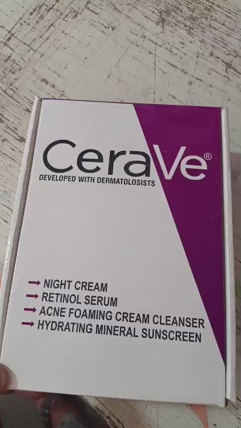 CeraVe Complete Skincare Bundle for Acne & Anti-Aging | Includes Acne Foaming Cream Cleanser, Retinol Serum, Night Cream & Hydrating Mineral Sunscreen SPF 50