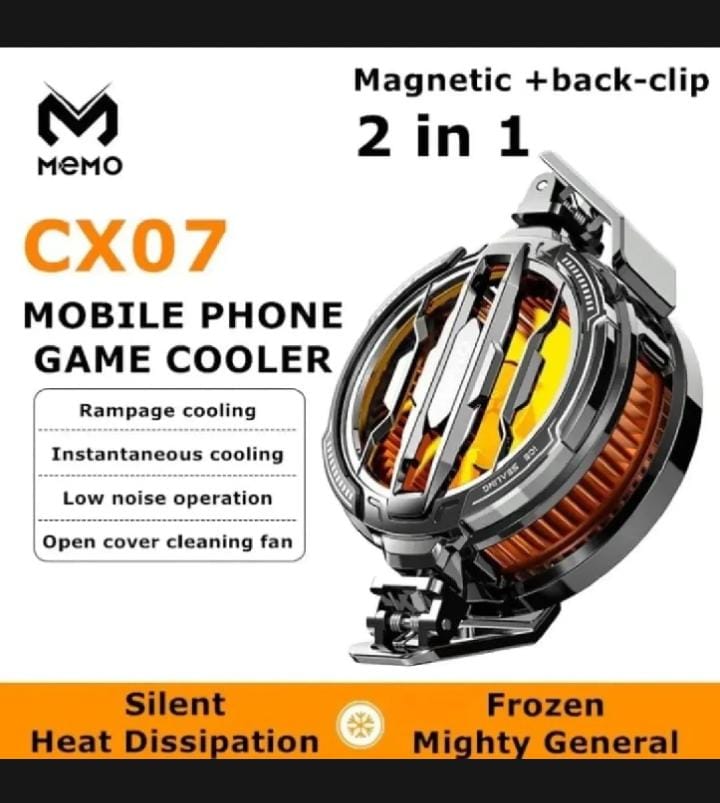 MEMO CX07 Magnetic Mobile Phone Cooling Fan 15W RGB Gaming Cooler for Android & iPhone | Silent Semiconductor Cooling Radiator for PUBG, Free Fire & COD Mobile